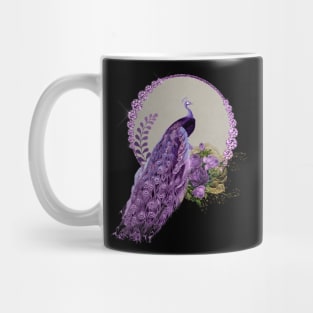 Wonderful peacock and flowers in purple colors Mug